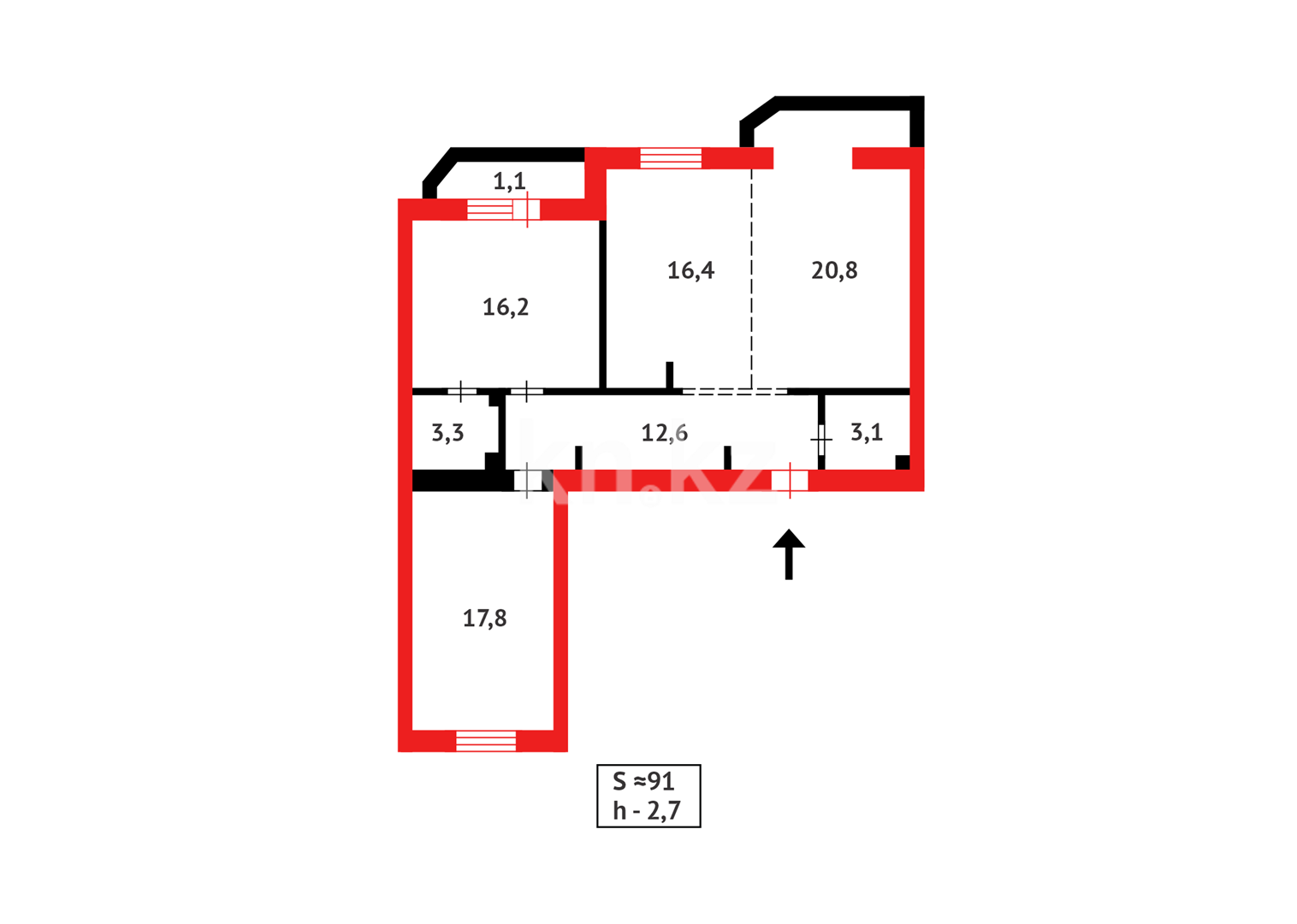 Продажа 3-комнатной квартиры, 91.3 м² в Астане - фото 14