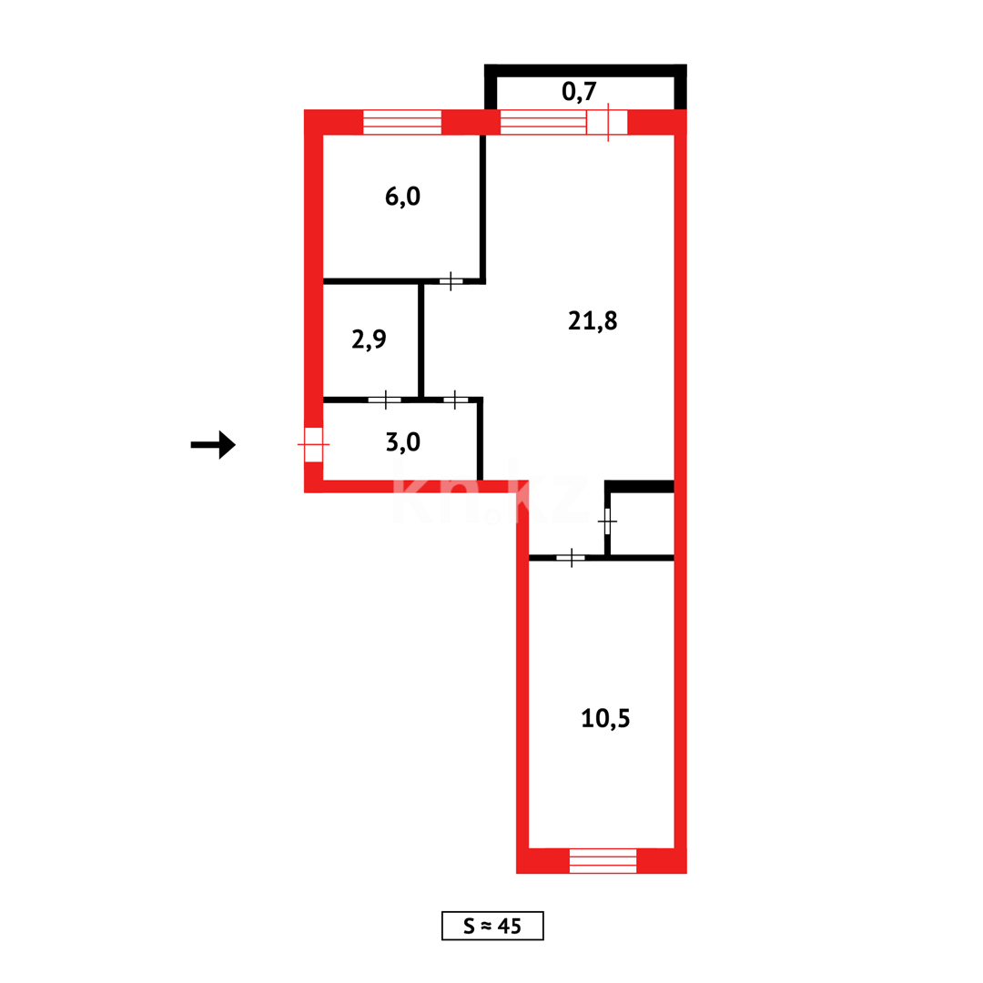 Продажа 2-комнатной квартиры, 44 м², пр. Республики в Темиртау - фото 8