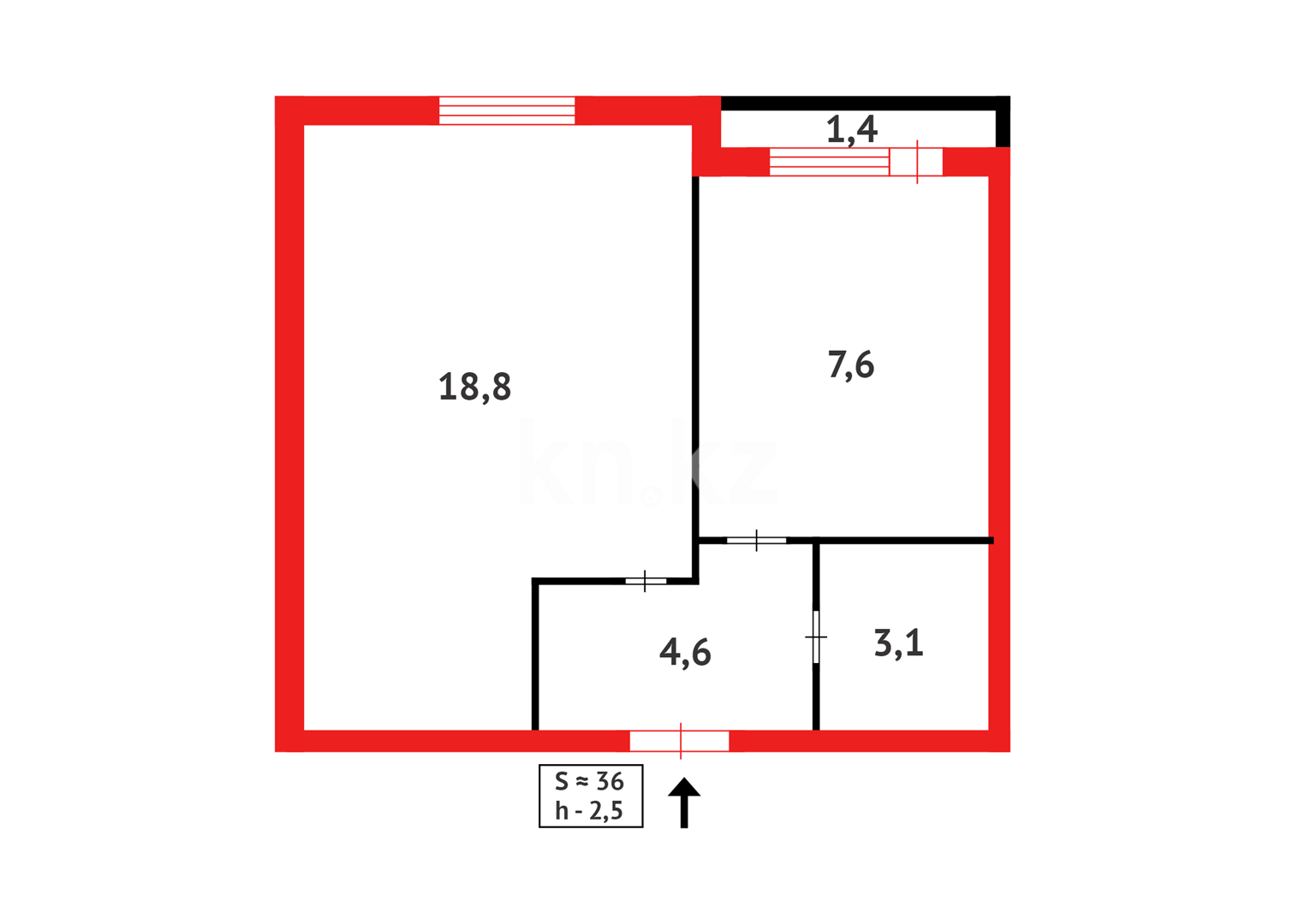 Продажа 1-комнатной квартиры, 36 м² - Продажа однокомнатных квартир в Караганде - страница 4 фото 10 из 10