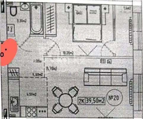 Продажа 2-комнатной квартиры, 39.5 м² в Астане