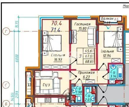 Продажа 3-комнатной квартиры, 71.4 м², ул. Байге, дом  12а/1 в Алматы