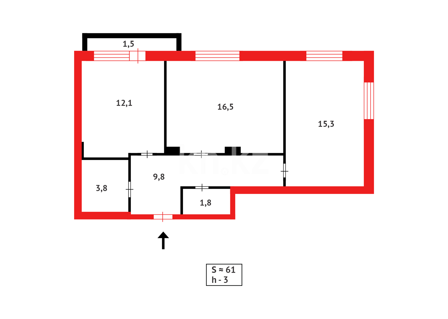 Продажа 2-комнатной квартиры, 61 м² - Продажа баз, складов и промышленной недвижимости в Карагандинской области фото 14 из 14