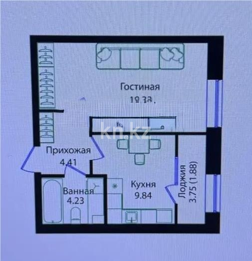 Продажа 1-комнатной квартиры, 39.7 м² - Продажа однокомнатных квартир в Казахстане - страница 2 фото 1 из 1
