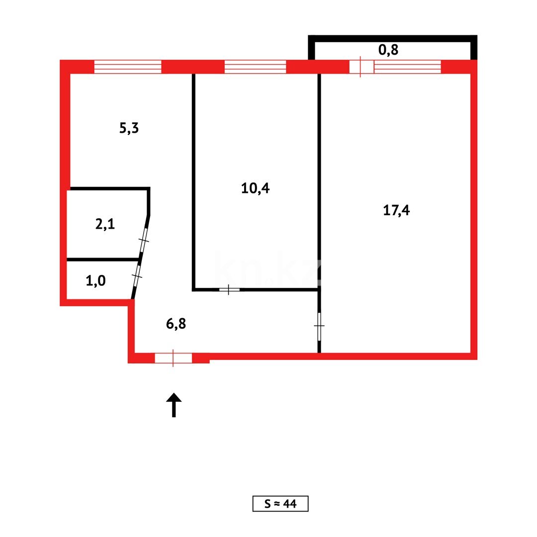 Продажа 2-комнатной квартиры, 44 м² в Караганде - фото 8