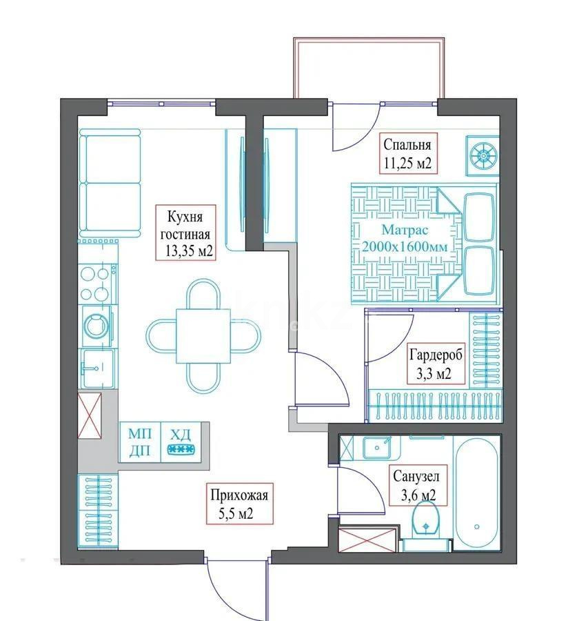 Продажа 1-комнатной квартиры, 40 м², мкр-н Нуркент, дом  6/2 - Продажа  однокомнатных квартир в новостройках Алматы с фото фото 1 из 1