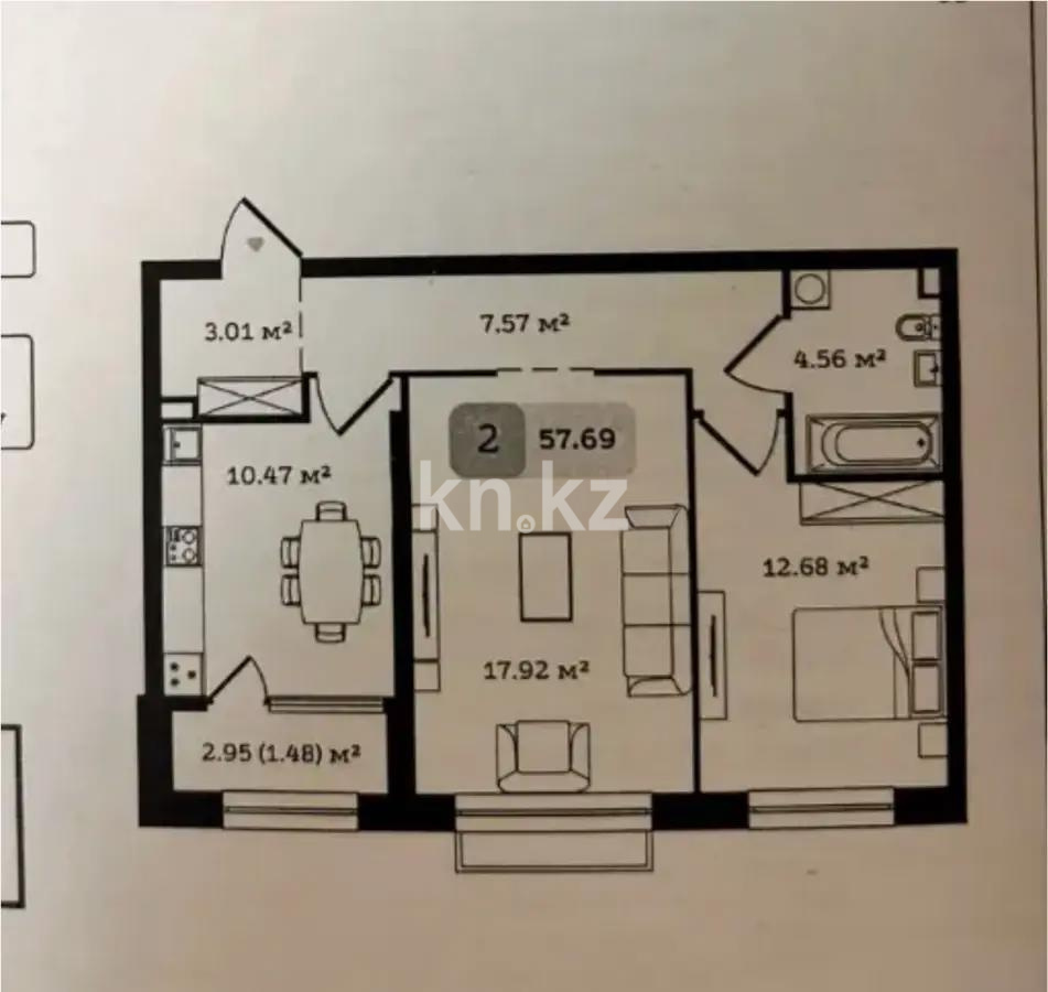 Продажа 2-комнатной квартиры, 56.64 м², ул. Туркестан, дом  115 - Продажа квартир в Алматы без посредников с фото фото 1 из 1