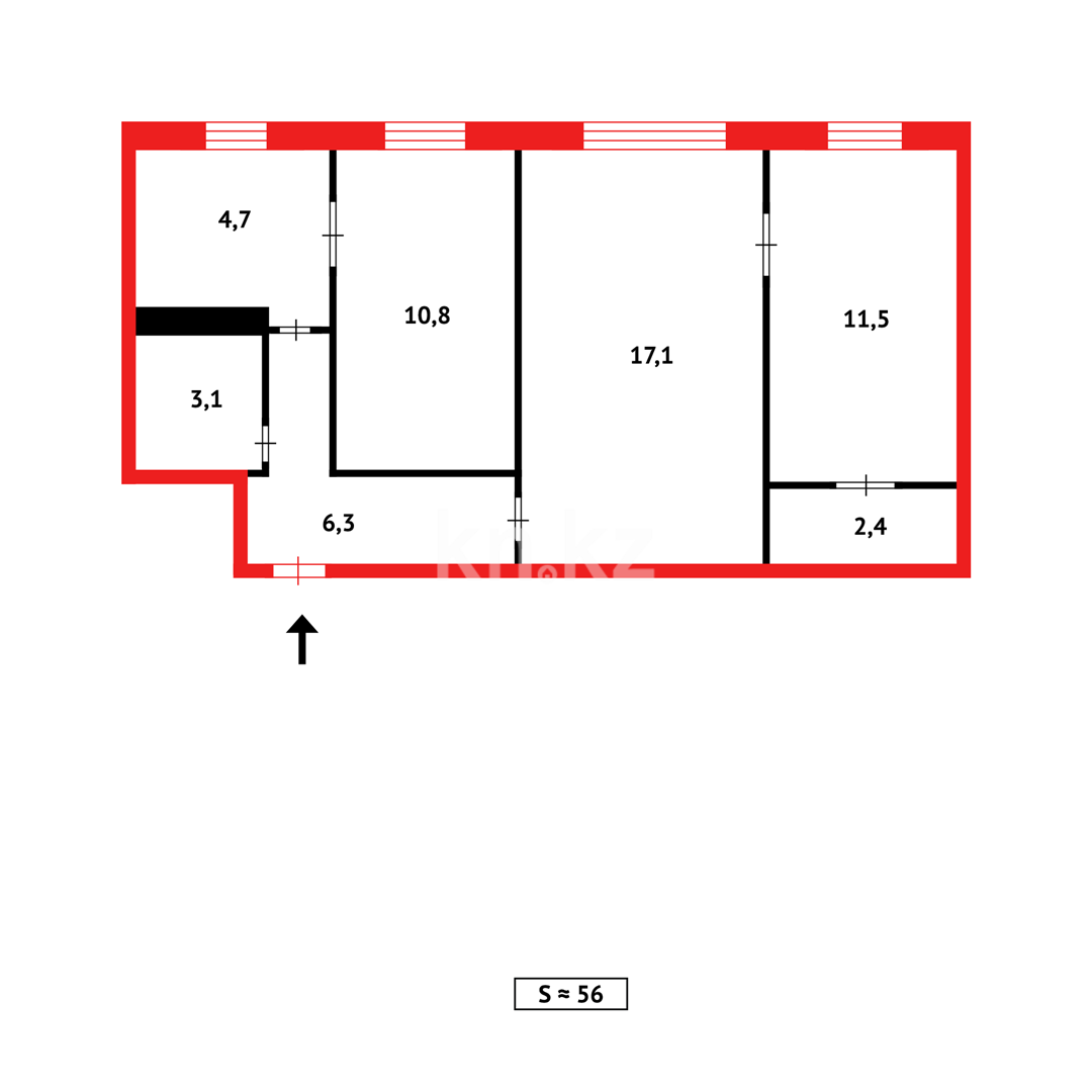 Продажа 3-комнатной квартиры, 56 м², пр. Республики - Продажа  трехкомнатных квартир в Темиртау фото 13 из 13