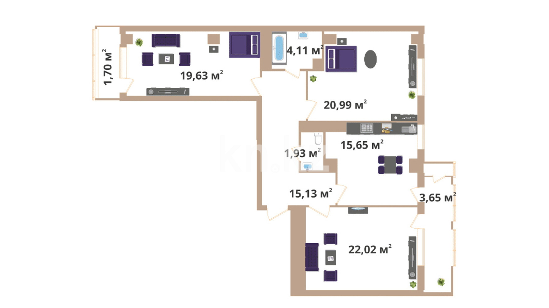 Продажа 3-комнатной квартиры, 104.81 м², пр. Мангилик Ел, дом  62 - Продажа  трехкомнатных квартир в новостройках Астаны с фото фото 2 из 4