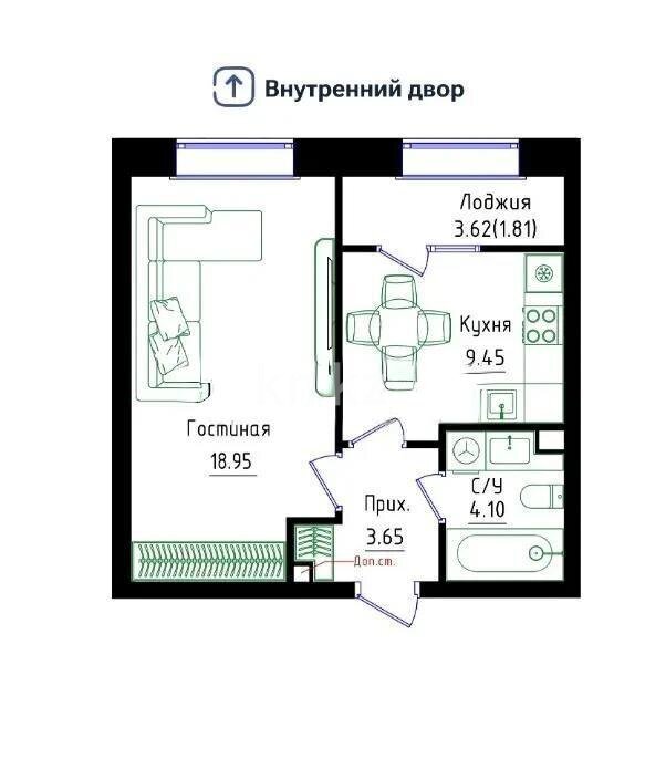 Продажа 1-комнатной квартиры, 38 м² в Астане