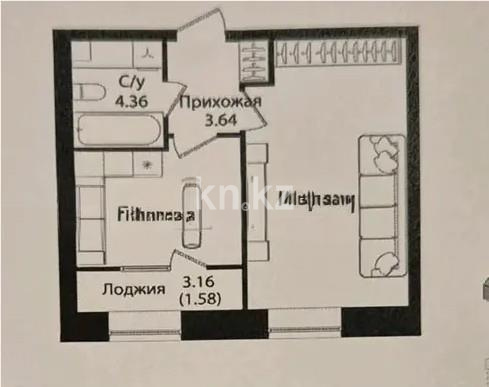Продажа 1-комнатной квартиры, 38.67 м², ул. Е-15, дом  16 в Астане