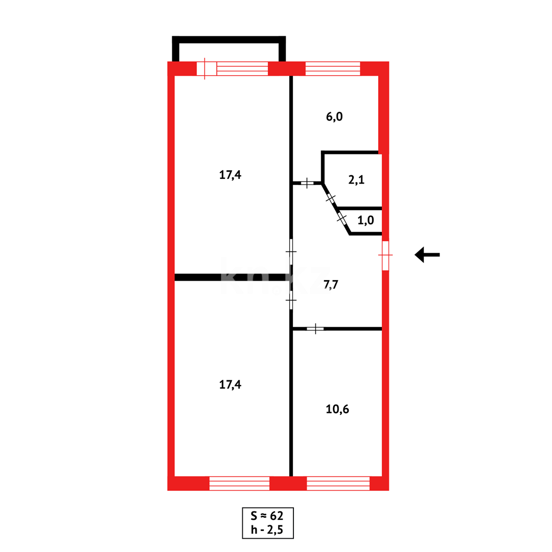Продажа 3-комнатной квартиры, 62 м², мкр-н 11а в Караганде - фото 11