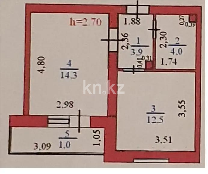 Продажа 1-комнатной квартиры, 35.7 м², пр. Сарыарка, дом  41 в Астане - фото 4