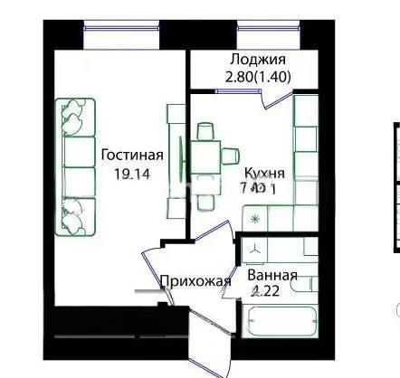 Продажа 1-комнатной квартиры, 39.08 м² - Продажа квартир в Казахстане - страница 35 фото 1 из 1