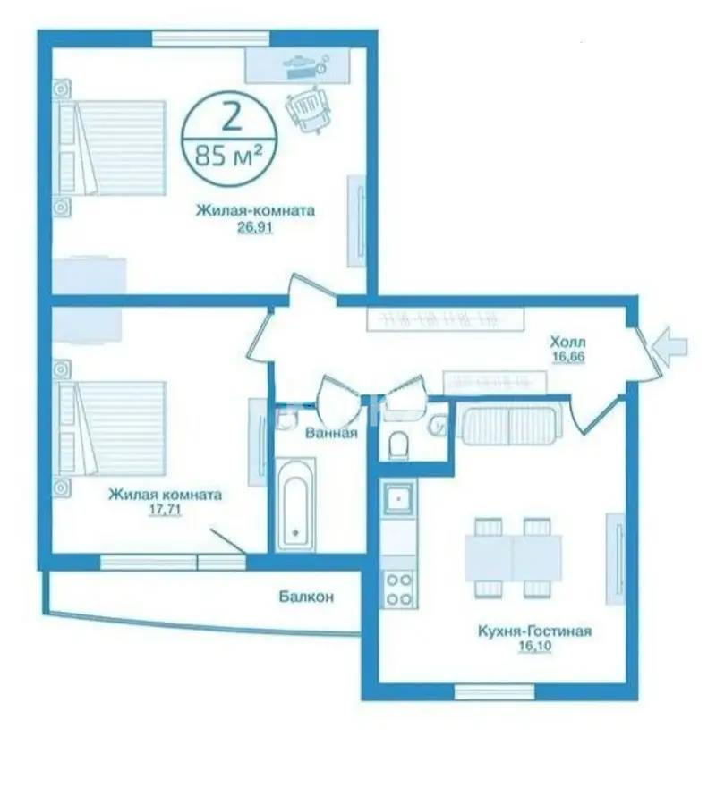 Продажа 3-комнатной квартиры, 84 м², ул. Толе би, дом  273/11 - Продажа  трехкомнатных квартир в новостройках Алматы без посредников с фото фото 1 из 1