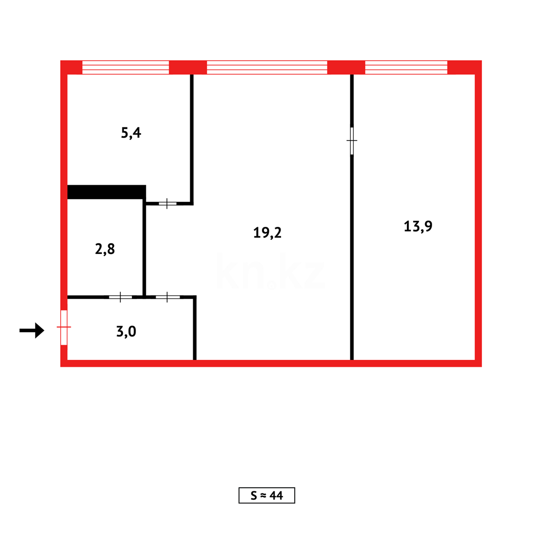 Продажа 2-комнатной квартиры, 46 м², ул. Ержанова, дом  43 в Караганде - фото 11