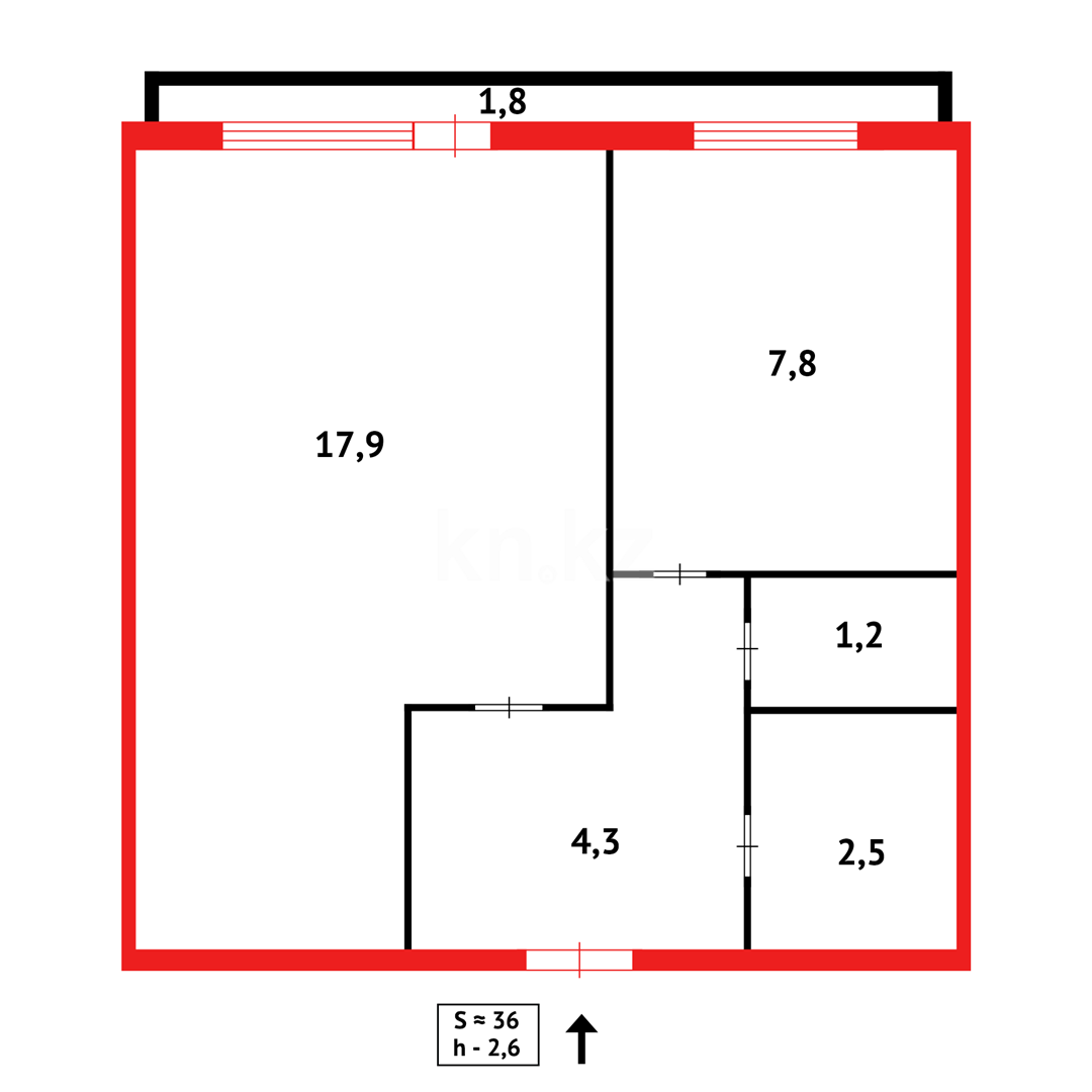 Продажа 1-комнатной квартиры, 38 м², пр. Республики - Продажа квартир в Караганде фото 12 из 12