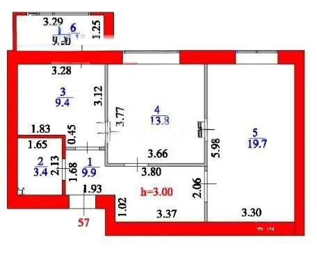 Продажа 2-комнатной квартиры, 58.3 м², ул. Рыскулова, дом  16а - Продажа квартир в Казахстане фото 1 из 1