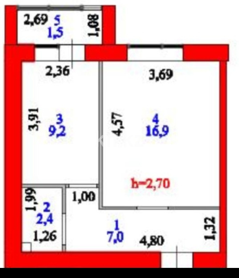 Продажа 1-комнатной квартиры, 37.2 м² в Астане