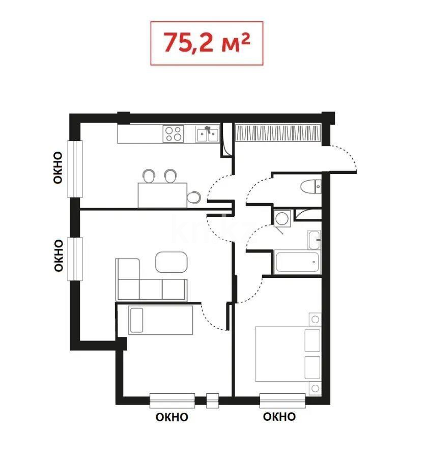 Продажа 3-комнатной квартиры, 75.2 м² в Алматы