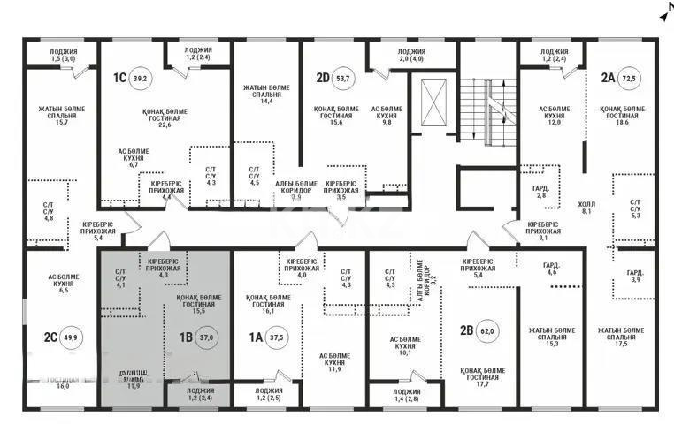 Продажа 1-комнатной квартиры, 37 м² - Продажа  однокомнатных квартир в новостройках Алматы с фото - страница 14 фото 1 из 1