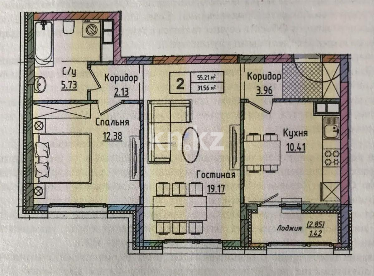 Продажа 2-комнатной квартиры, 55.21 м², пр. Улы Дала, дом  28 стр - Продажа квартир в Астане фото 1 из 1