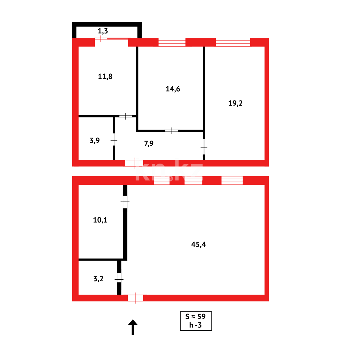 Продажа 2-комнатной квартиры, 59 м², ул. Ондасынова, дом  8 в Караганде - фото 20