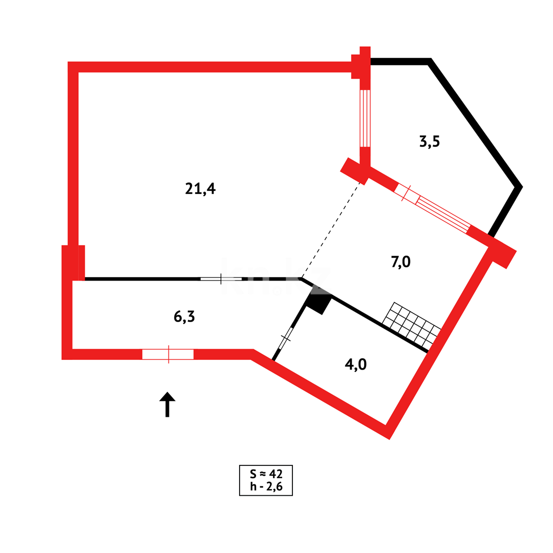 Продажа 1-комнатной квартиры, 42 м², ул. Ашимова - Продажа квартир в новостройках Караганды фото 9 из 9
