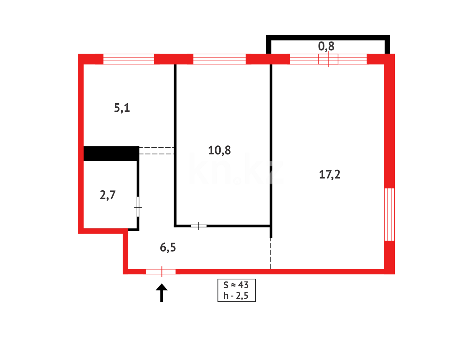 Продажа 2-комнатной квартиры, 44 м², ул. Мустафина - Продажа квартир в Караганде с фото фото 10 из 10
