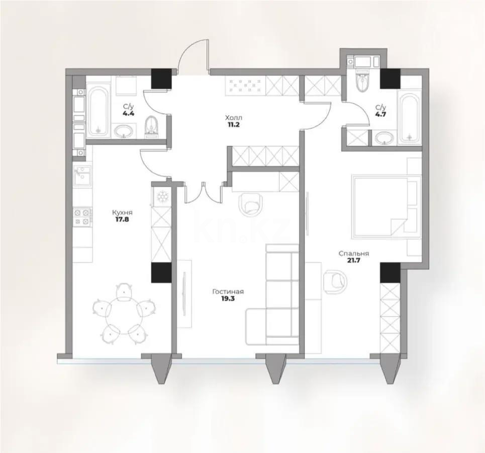 Продажа 2-комнатной квартиры, 83 м², ул. Толе би, дом  42 - Продажа квартир в Алматы фото 1 из 1