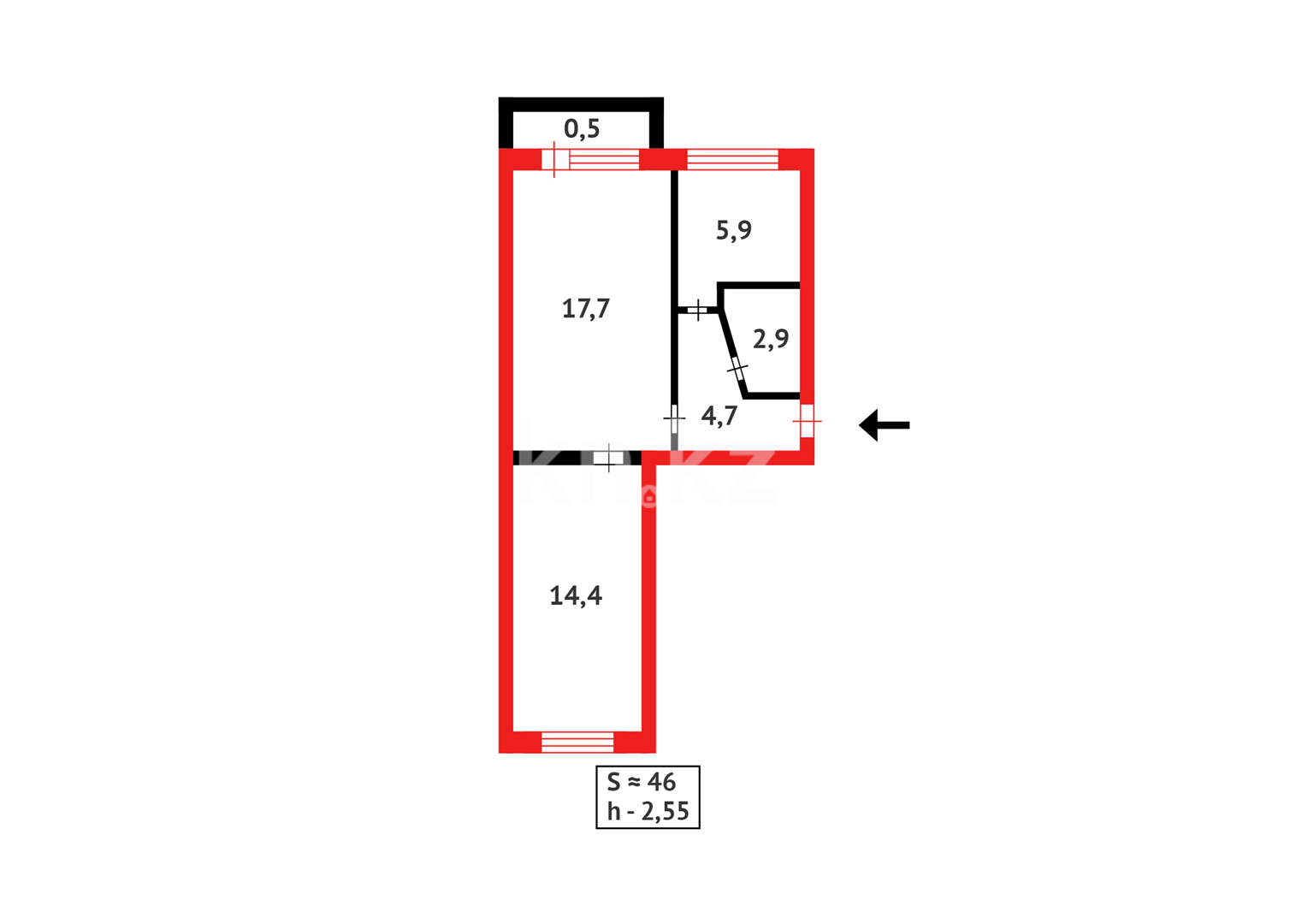 Продажа 2-комнатной квартиры, 46 м² - Аренда квартир помесячно в Костанае фото 10 из 10