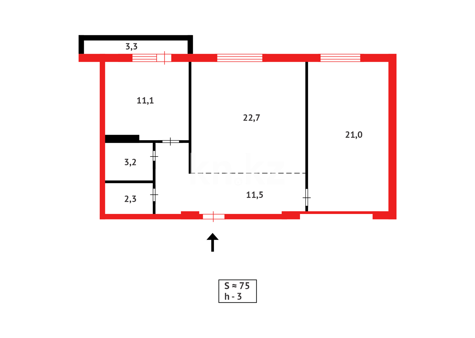 Продажа 2-комнатной квартиры, 75.1 м², ул. Сыганак - Продажа квартир в Костанае фото 10 из 10