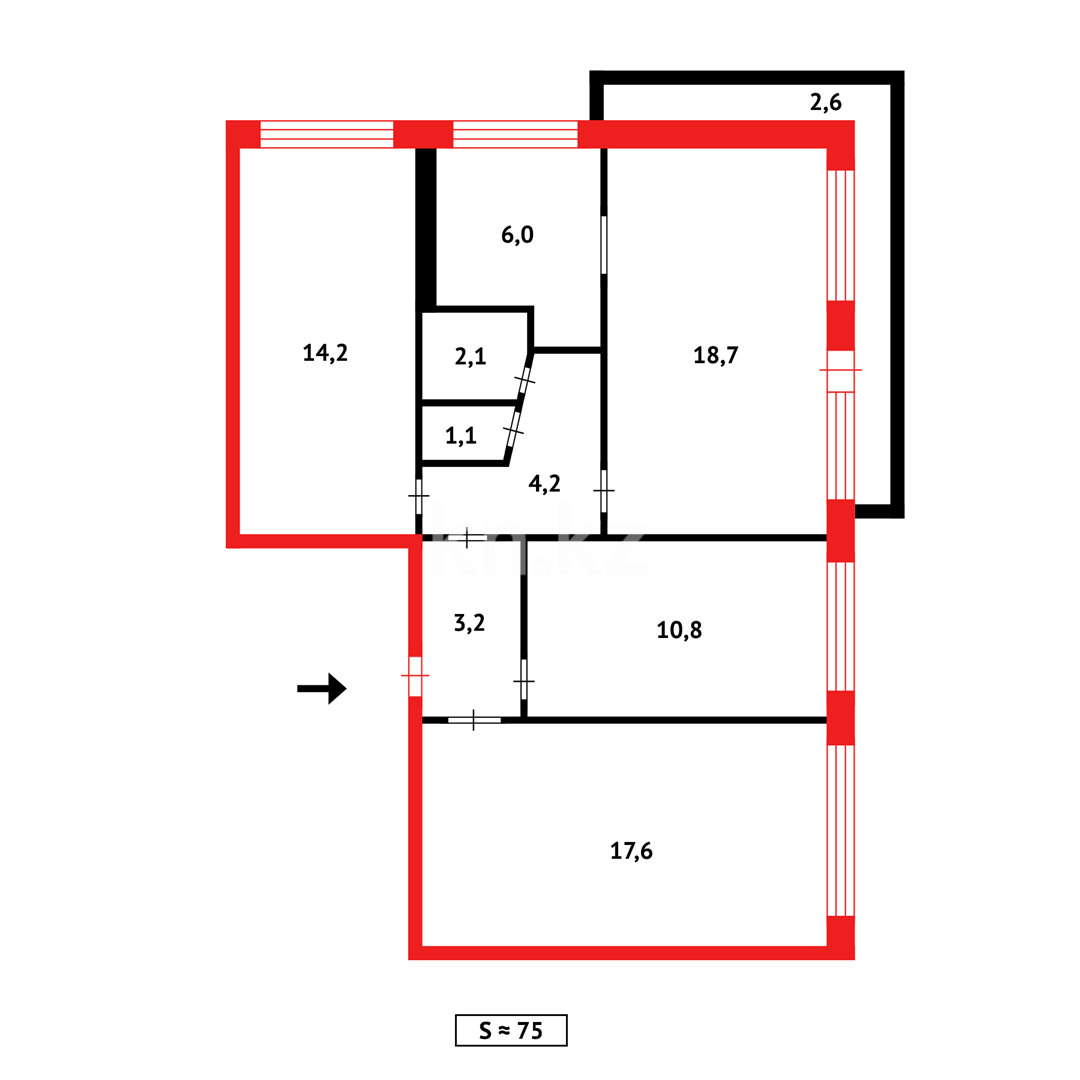 Продажа 4-комнатной квартиры, 74 м² - Продажа четырехкомнатных квартир в Караганде фото 21 из 21