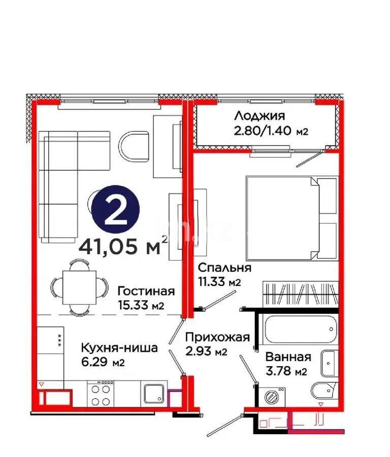 Продажа 2-комнатной квартиры, 41 м² - Продажа квартир в новостройках Астаны - страница 34 фото 1 из 1