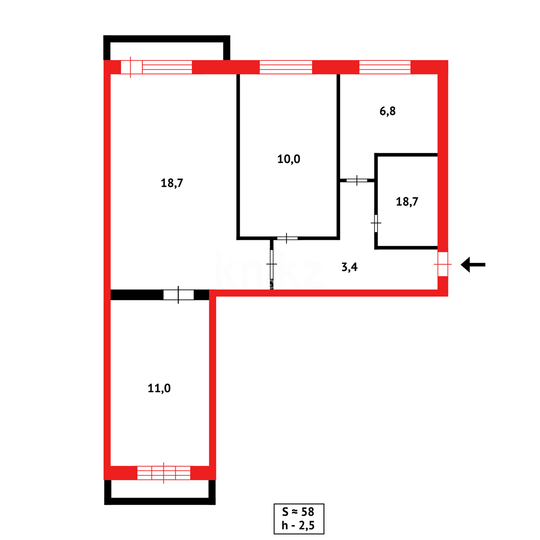 Продажа 3-комнатной квартиры, 59 м² - Продажа квартир в Пришахтинске Караганды - страница 8 фото 10 из 11