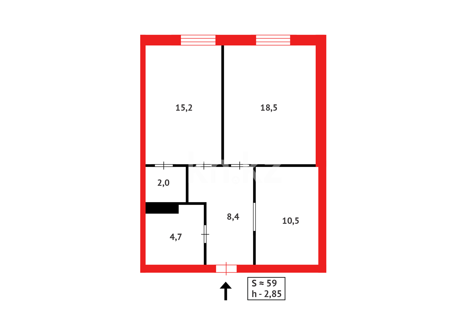 Продажа 2-комнатной квартиры, 59.3 м² - Продажа и аренда жилой и коммерческой недвижимости в Казахстане фото 15 из 15