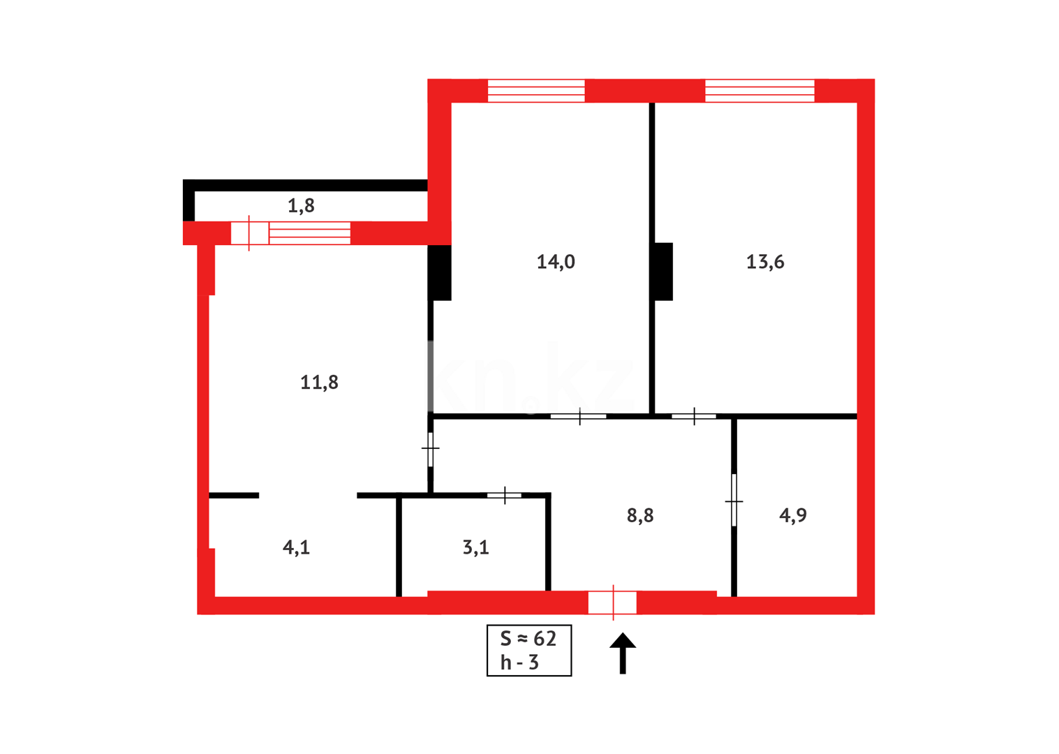 Продажа 2-комнатной квартиры, 62 м² в Караганде - фото 24