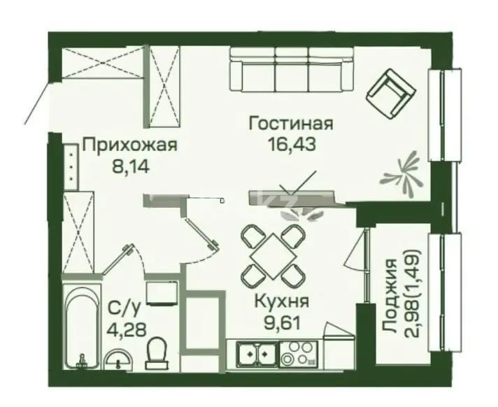 Продажа 1-комнатной квартиры, 40 м² - Продажа квартир в Астане - страница 9 фото 1 из 1
