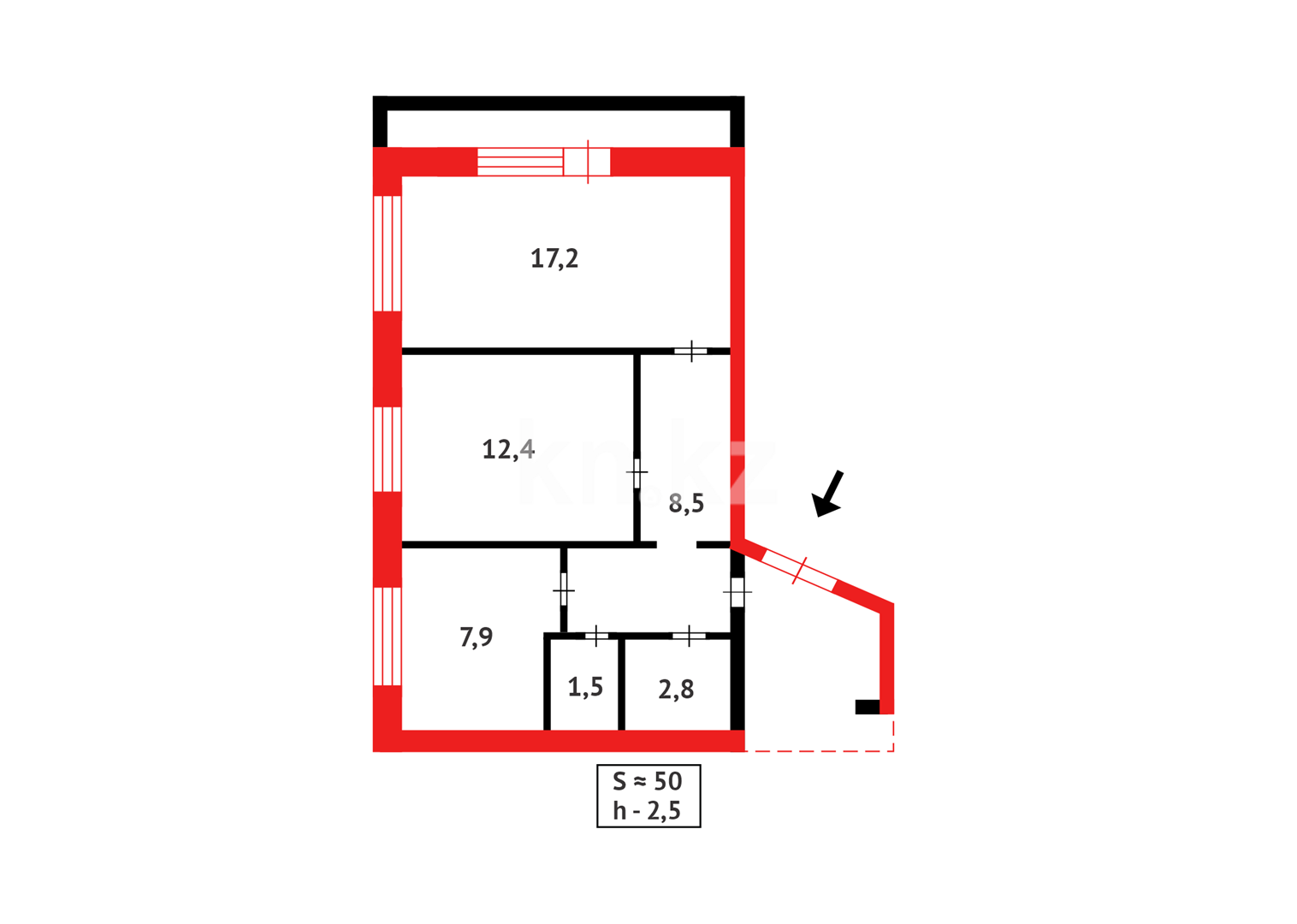 Продажа 2-комнатной квартиры, 50 м², мкр-н 18 - Продажа  двухкомнатных квартир в Караганде фото 19 из 19