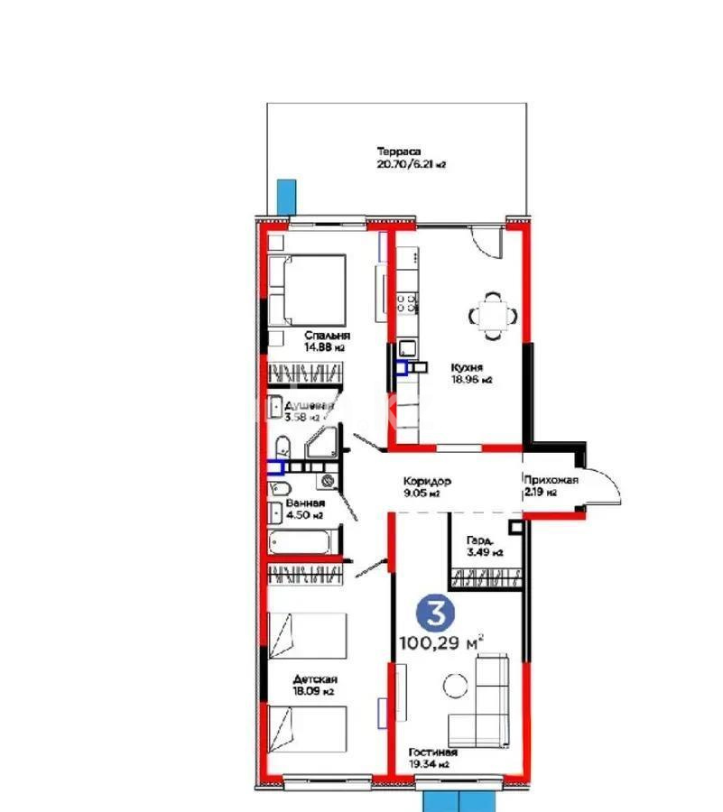Продажа 3-комнатной квартиры, 100 м², ул. Тараз, дом  8/1 стр - Продажа  трехкомнатных квартир в новостройках Алматы фото 1 из 1