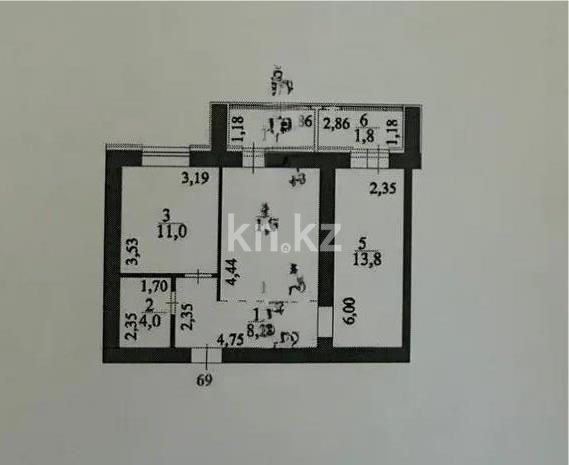 Продажа 2-комнатной квартиры, 54.9 м² в Астане