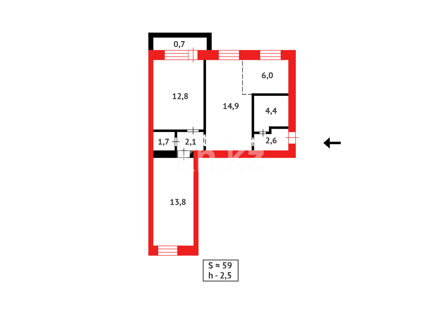 Продажа 3-комнатной квартиры, 59 м² - Продажа недвижимости в Темиртау - страница 8 фото 12 из 12