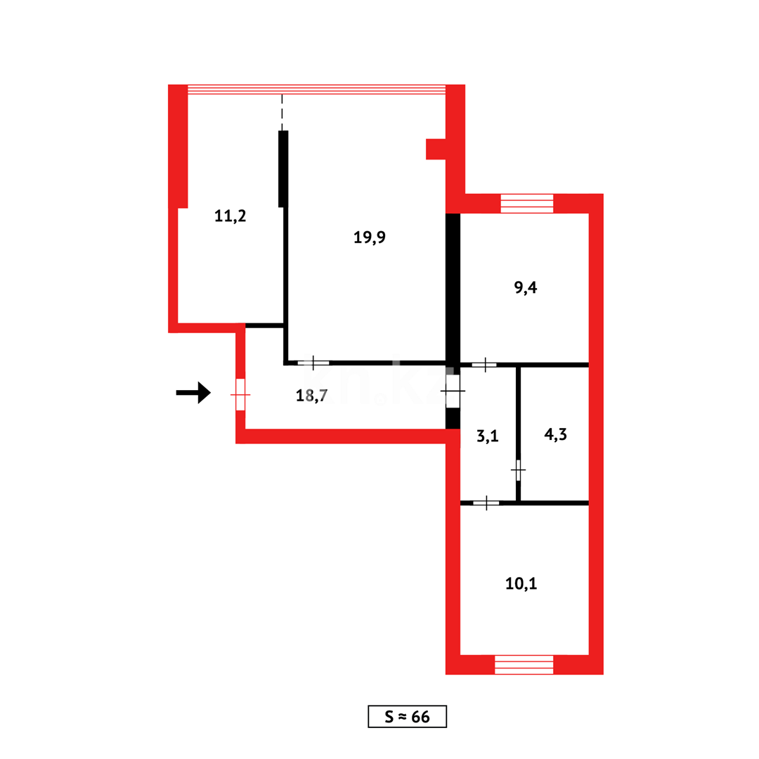 Продажа 3-комнатной квартиры, 65 м², мкр-н Орбита-1 в Караганде - фото 16