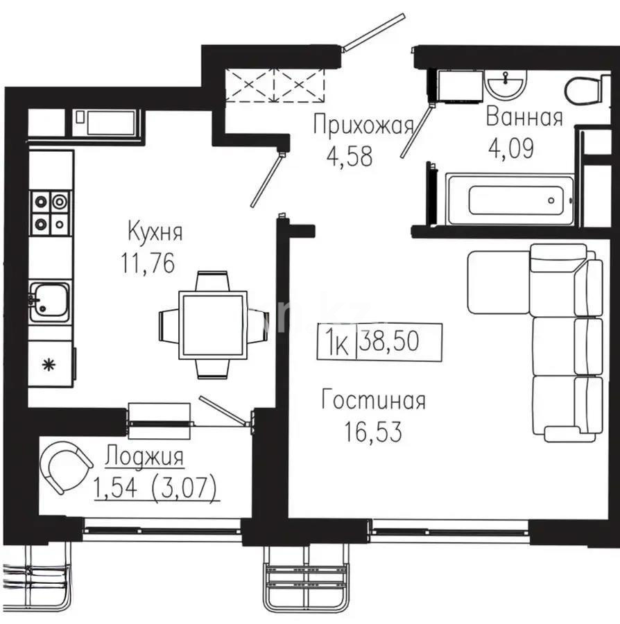Продажа 1-комнатной квартиры, 38.5 м² - Продажа однокомнатных квартир в Астане - страница 33 фото 1 из 1