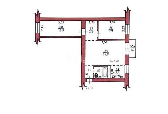 Продажа 3-комнатной квартиры, 55.3 м² в Алматы - фото 4
