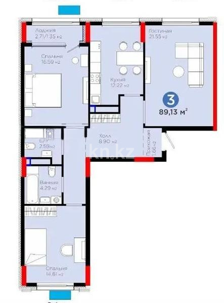 Продажа 3-комнатной квартиры, 89 м², пр. Туран, дом  57/6 в Астане