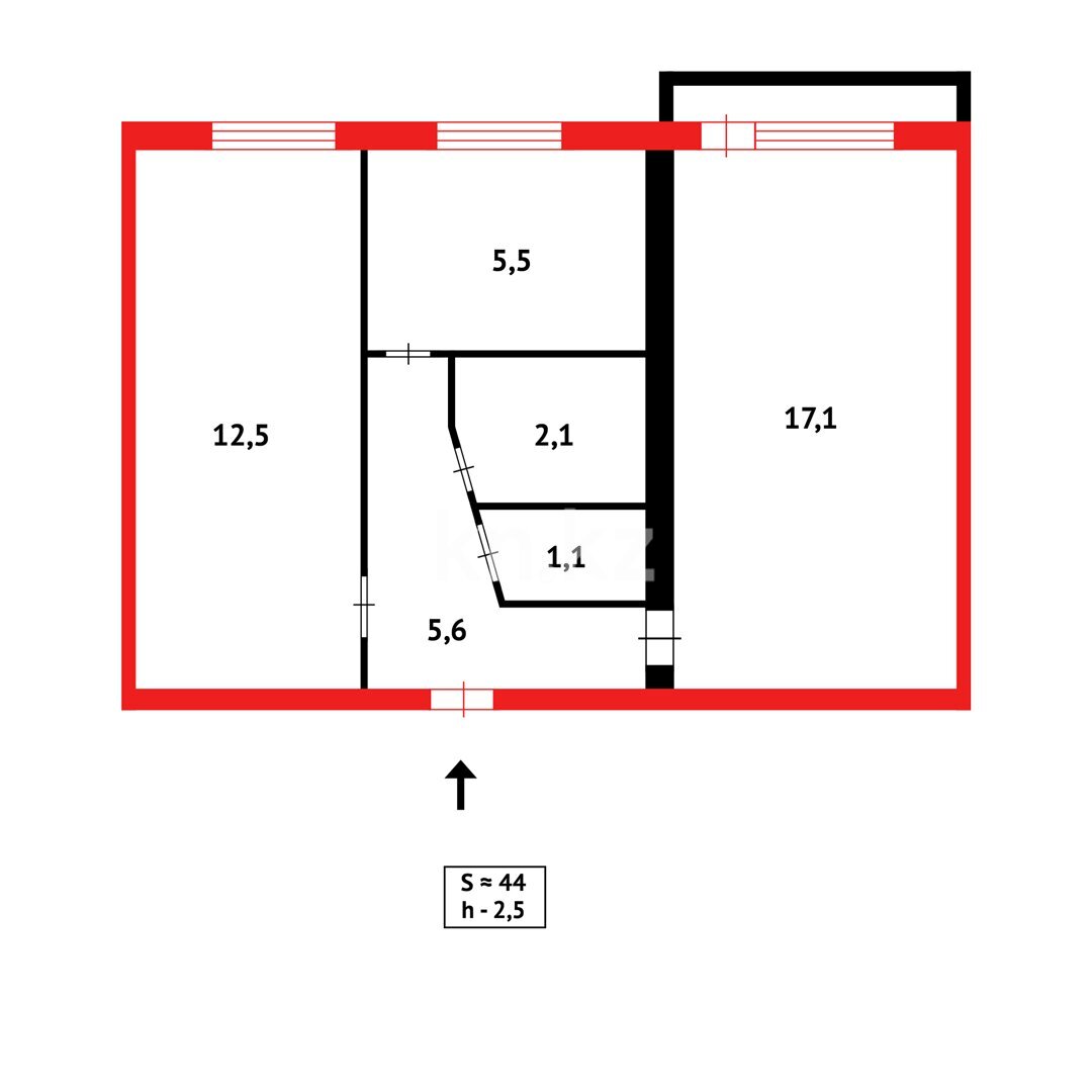 Продажа 2-комнатной квартиры, 44 м² в Караганде - фото 11