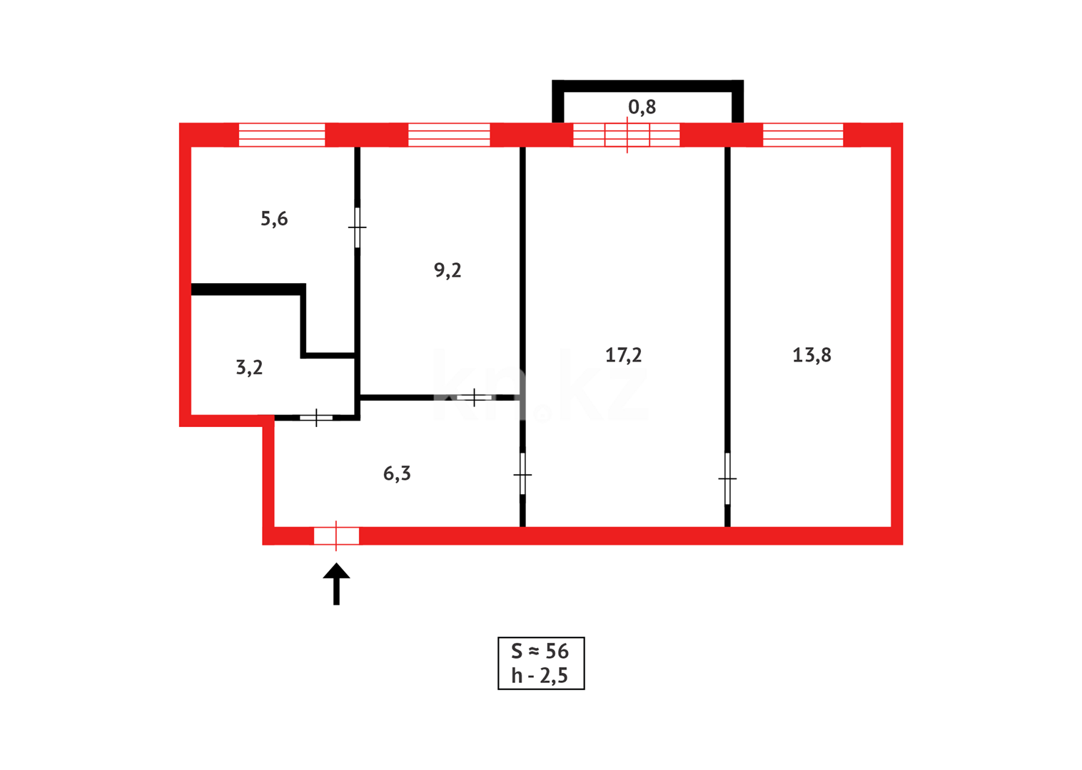 Продажа 3-комнатной квартиры, 56 м², мкр-н 12 - Продажа  трехкомнатных квартир в Караганде с фото фото 11 из 11
