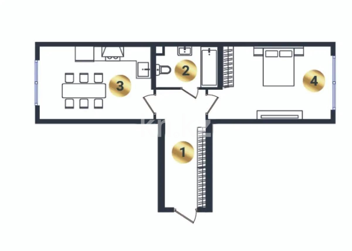 Продажа 1-комнатной квартиры, 47.49 м², ул. Сыбызгы, дом  100 стр - Продажа  однокомнатных квартир в новостройках Алматы без посредников фото 1 из 1