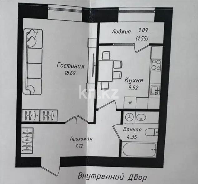 Продажа 1-комнатной квартиры, 41.88 м² - Продажа квартир в Астане - страница 9 фото 1 из 1