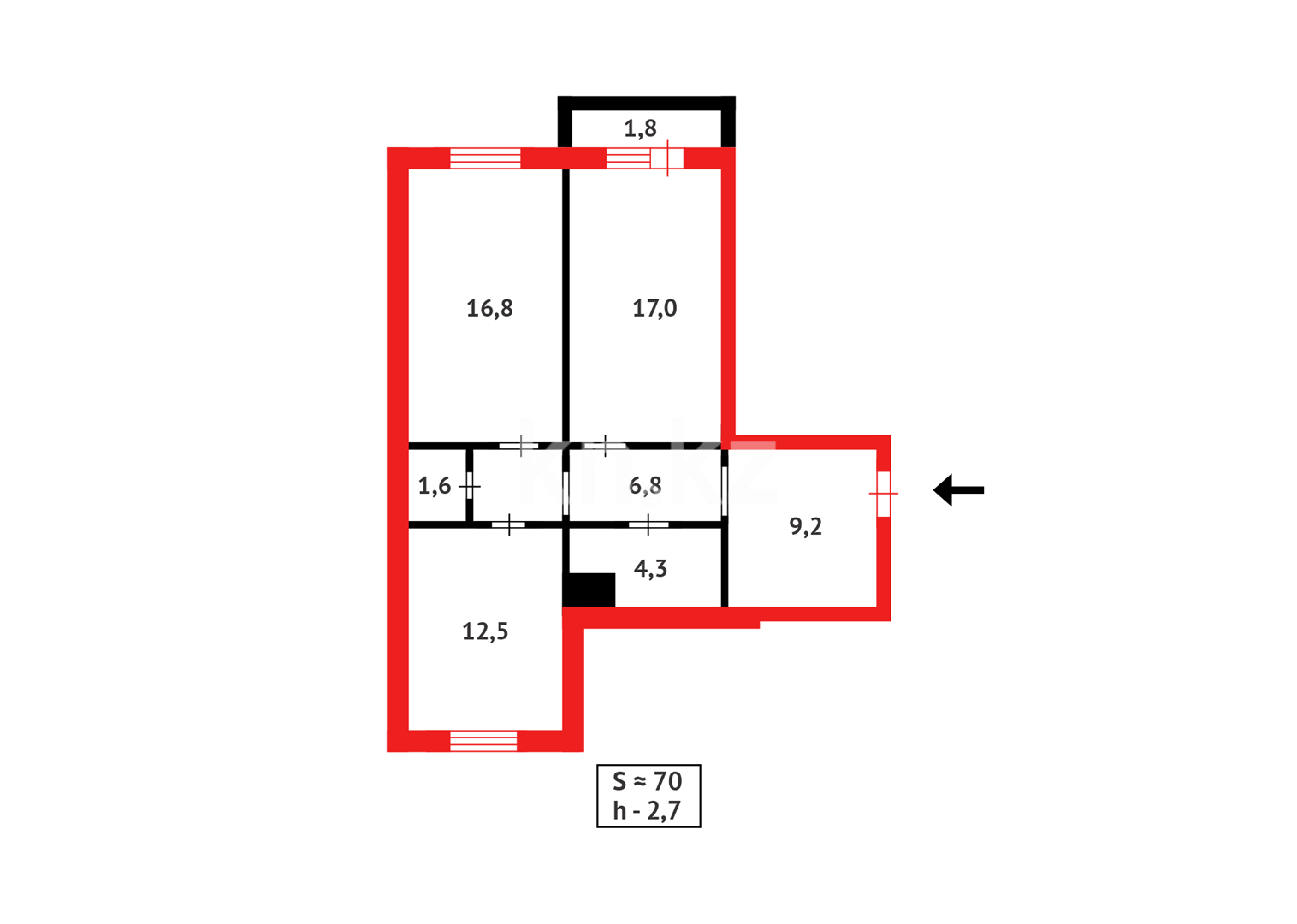 Продажа 2-комнатной квартиры, 70 м², мкр-н Шапагат в Караганде - фото 22
